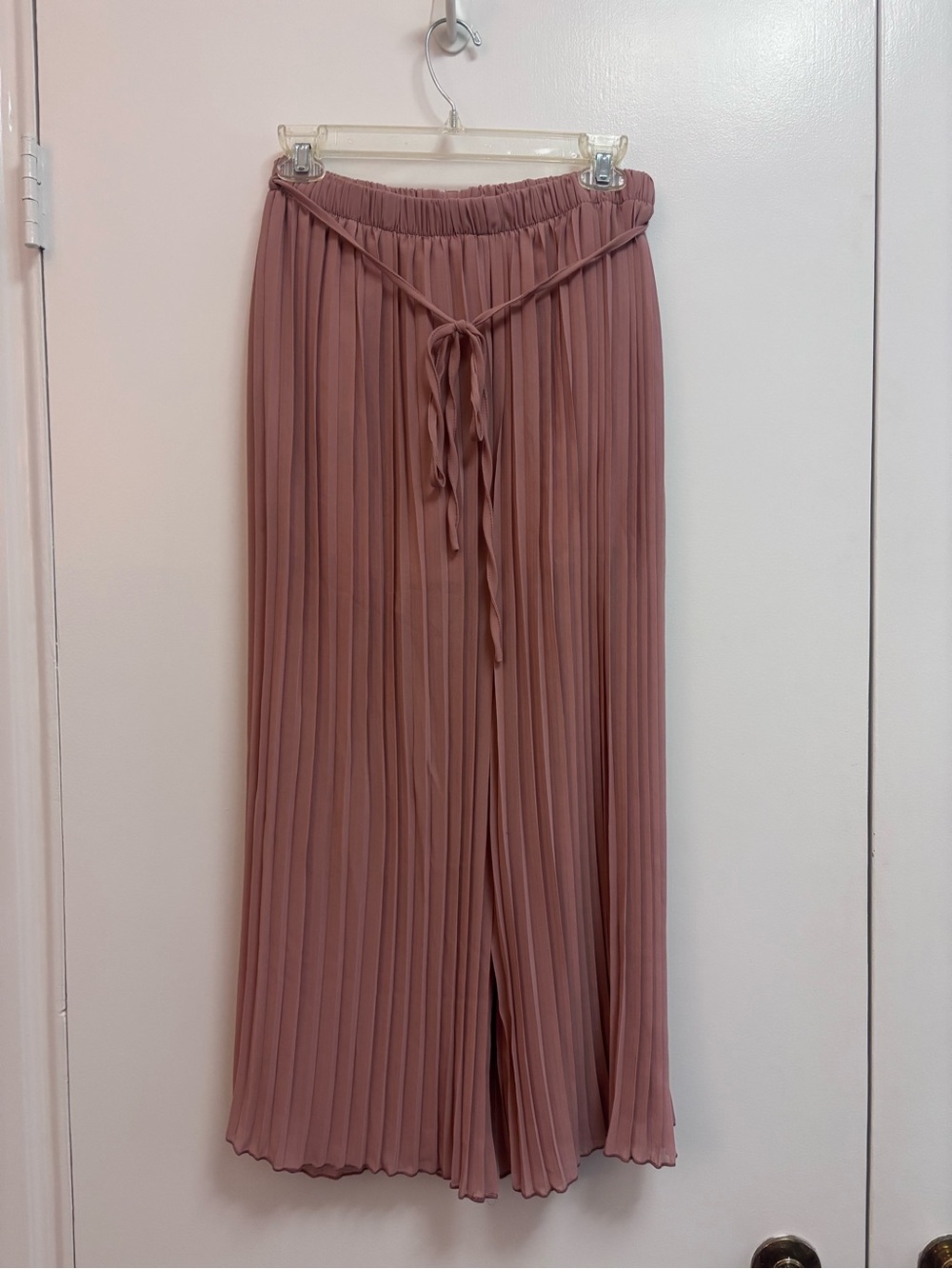 SHEIN Pleated Wide-Leg Drawstring Pants - Mauve